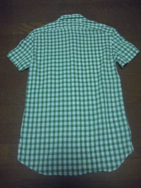GRIFONI Gris phone short sleeves cotton &linen check shirt S Italy made 