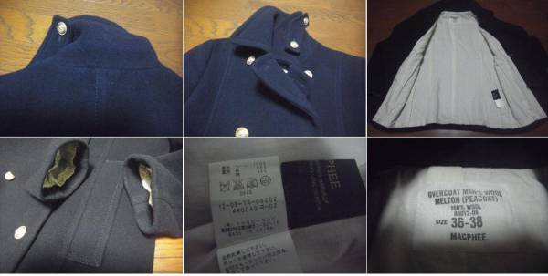 MACPHEE MELTON PEACOAT 38 マカフィー メルトンPコート 黒系_画像3