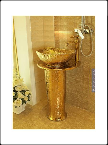 【新品】金色高級洗面器：手洗いボウル 三点セット 新品