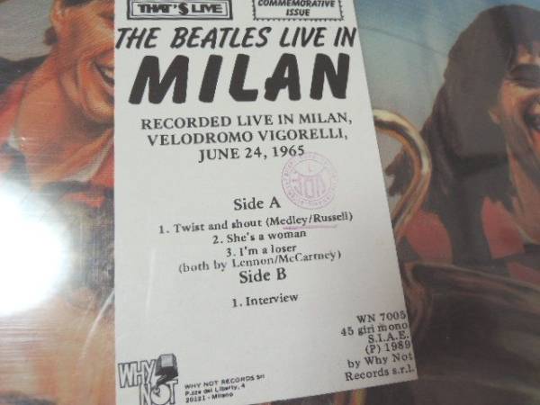 q/ピクチャー盤/Beatles（ビートルズ）/Live in Milan/サッカー_画像2