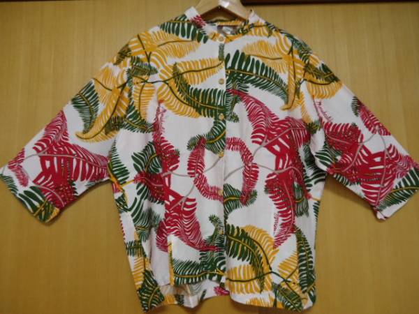  prompt decision Hawaii Manuheali\'iman hair li. 7 minute sleeve shirt cream color leaf .. pattern XL