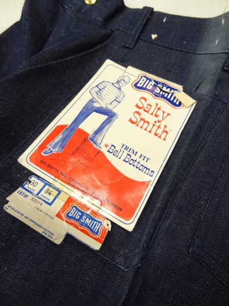 ビンテージ BIG SMITH ビッグスミス 60S 70S 巻き ノーシーム インディゴ デニム フレア ベルボトム デッドストック セーラー パンツ 希少