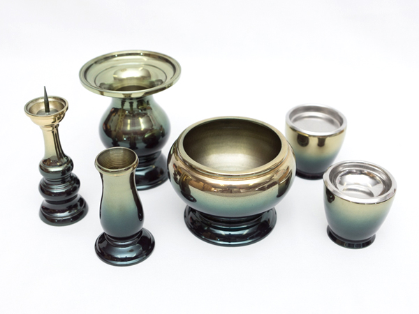 仏具☆6具足☆3.0寸☆ブルー色☆グラデーションがとても綺麗 - 仏壇 仏具☆6具足☆3.0寸☆ブルー色☆グラデーションがとても綺麗 - 仏壇
