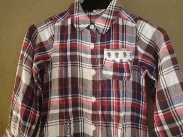 F.O.KiDS 　110 　薄手・チェック柄シャツワンピース　総丈67
