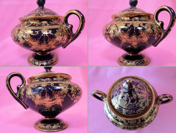 1891オールドノリタケヘビー金盛りコバルトシュガー 工芸品 1891オールドノリタケヘビー金盛りコバルトシュガー 工芸品
