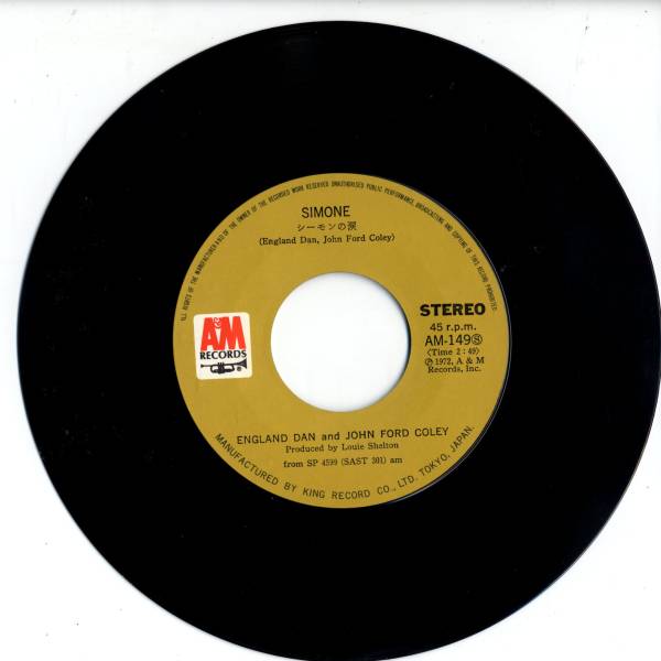 England Dan & JF Coley 「Simone/ Carolina」 國內(nèi)盤EPレコード