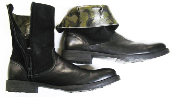 ヨウジ Yohji：2014-15AW 迷彩裏地 2WAY レザー ブーツ / シューズ （ Yohji Yamamoto pour HOMME 2WAY Leather boots 27 shoes_画像2