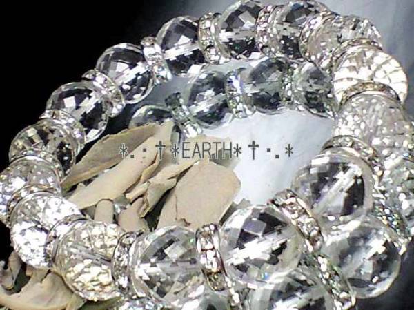 96面カット天然水晶＆銀ロンデル　数珠 12ミリ天然石 S~Lサイズ　送料無料　匿名発送_画像2