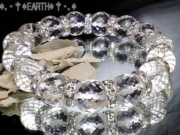 96面カット天然水晶＆銀ロンデル　数珠 12ミリ天然石 S~Lサイズ　送料無料　匿名発送_画像1