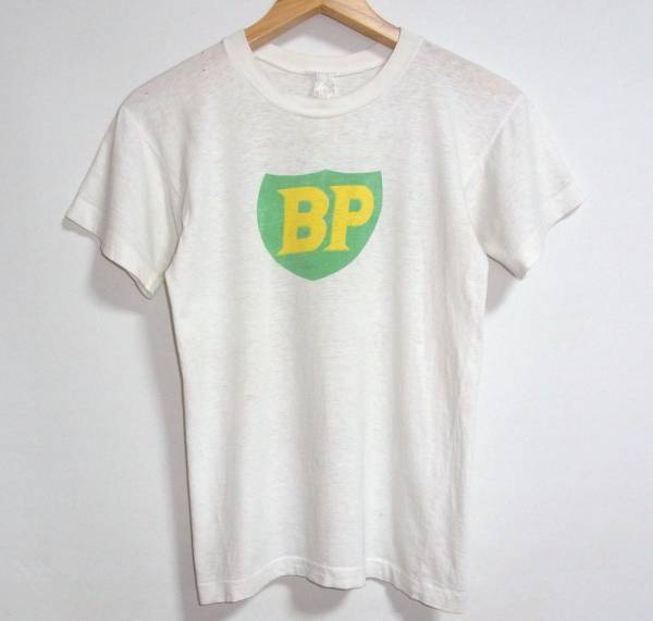 1960s ヴィンテージ BP ブリティッシュペトロリアム 染込プリントTシャツ XS程度 ホワイト USA アメリカ 古着 shell esso