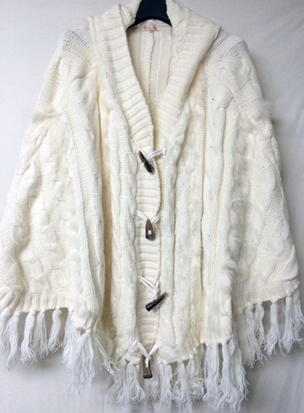 allamandaa llama nda* knitted poncho * rabbit fur use 
