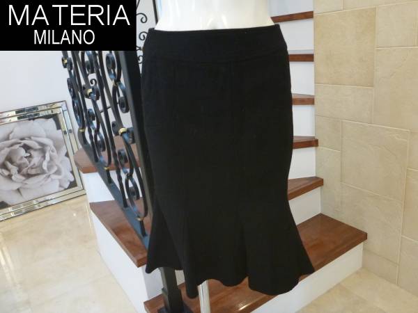 MATERIA Materia milano 36 чёрный черный шерсть flair юбка S соответствует 