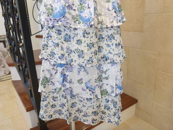  new goods Rebecca Taylor /REBECCA TAYLOR white blue floral print skirt 2