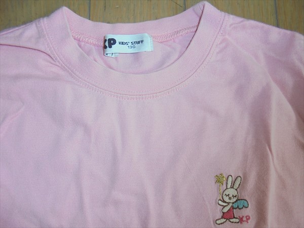 難あり★KP★ウサギ刺繍ピンクの長(zhǎng)袖Tシャツ★130