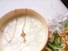 [ rare limitation ] Ahkah ahkah key key motif necklace K18YG diamond yellow gold Heart clover new goods beautiful goods box agete