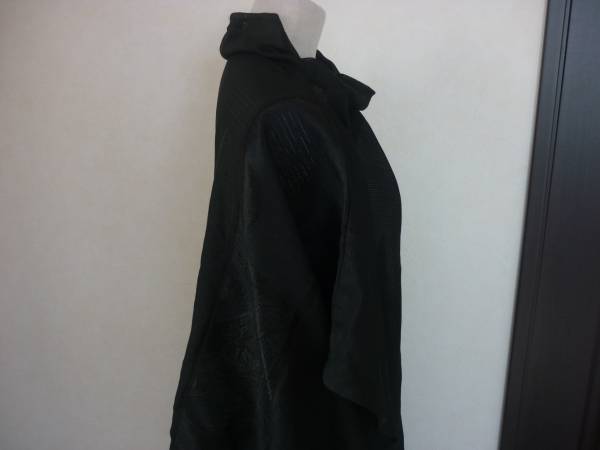 prompt decision hand made summer . obi & black ., kimono remake poncho large size 