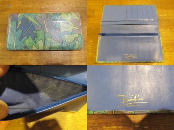  Emilio Pucci многоцветный общий рисунок дизайн кожа длинный кошелек / пакет имеется 