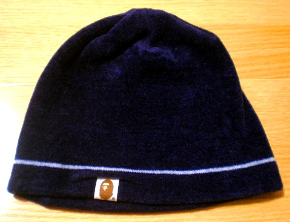*1 times put on * cheap postage *APE velour material knitted cap / navy blue 
