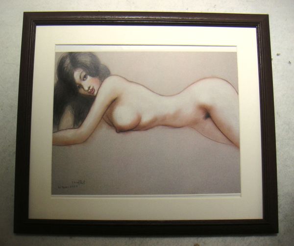 ◆古沢岩美・裸婦素描１・オフセット複製・木製額付・即決◆_木製額入り