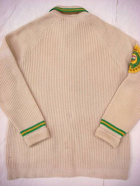  Vintage CLOVERDALE редкий 40S~50S шаль цвет губчатая тыква воротник вязаный кардиган редкость нашивка patch зеленый зеленый отделка размер 42