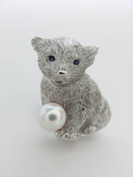 良質  ☆展示品☆ シルバー製 仔犬スカーフ留め レディースアクセサリー その他