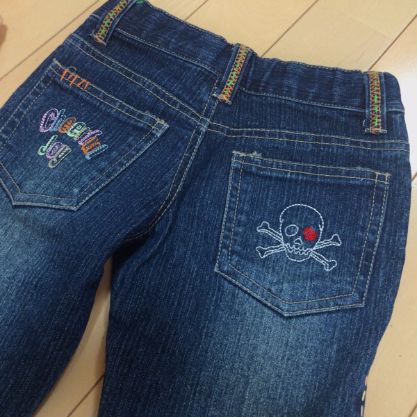  череп вышивка * цвет стежок симпатичный ботинки cut Denim джинсы 110 Skull 