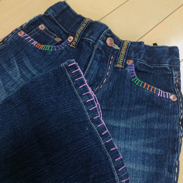  череп вышивка * цвет стежок симпатичный ботинки cut Denim джинсы 110 Skull 