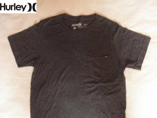 ◆本場USA購入 Hurley シンプルなポケット付TシャツUS S 濃灰◆_画像1