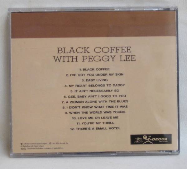 『CD』PEGGY LEE/BLACK COFFEE/ジャズ・ヴォカール_画像2