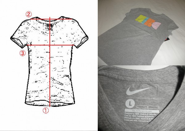 USA購入 Nike制 カラフルロゴプリント袖短Tシャツ USガールズL灰