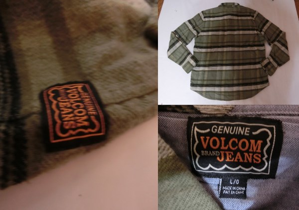 ★USA購入【VOLCOM JEANS】チェック柄ネルシャツUS L グリーン系