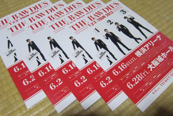 ザ・ボウディーズ the bawdies ライヴ 告知 チラシ 1・2・3 tour 横浜アリーナ 大阪城ホール 2013_５枚セットです。