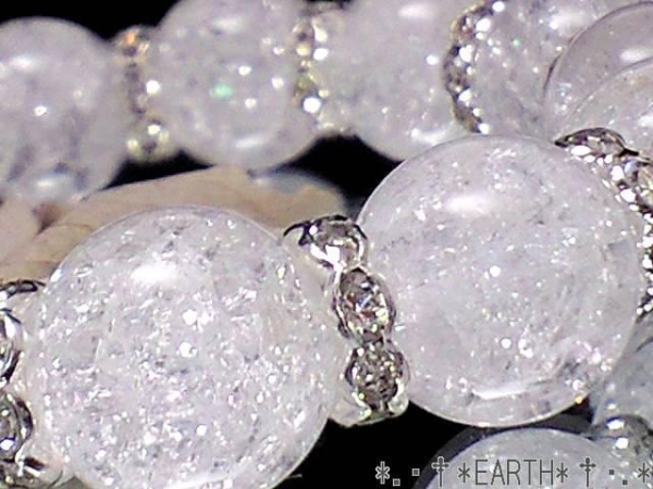 クラック水晶&銀色波形ロンデル 数珠 14ミリ天然石 S~Lサイズ　送料無料　匿名発送_画像3