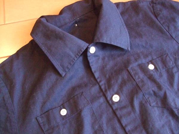 良品★アダムエロペ　半袖コットンシャツ★ネイビー３８