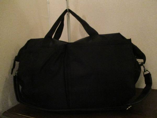  большой чёрный нейлон сумка "Boston bag" дорожная сумка (USED)91216)