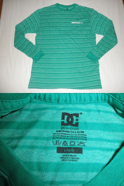 ◇USA購入【DC SHOES】ボーダー柄ロゴプリントロンT US L 緑系◇_画像2