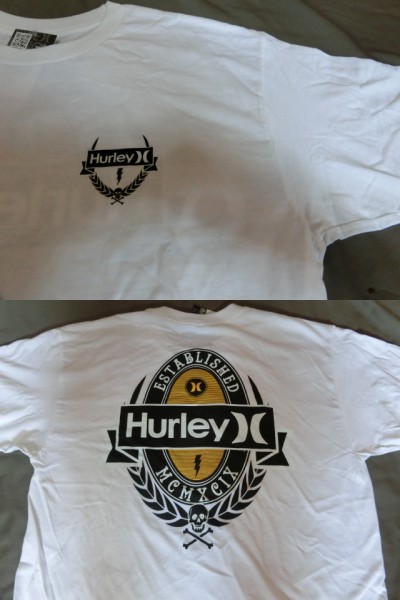 ★USA購入【Hurley】CLASSIC FIT 両面プリントＴシャツ US S WHT_画像1