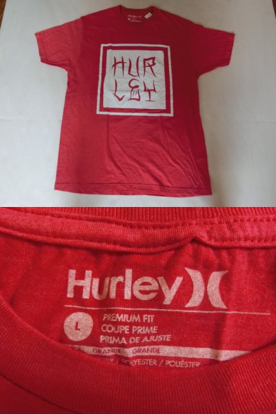 USA購入 サーフ系【Hurley】PREMIUM FIT ロゴTシャツ US L RED杢_画像2