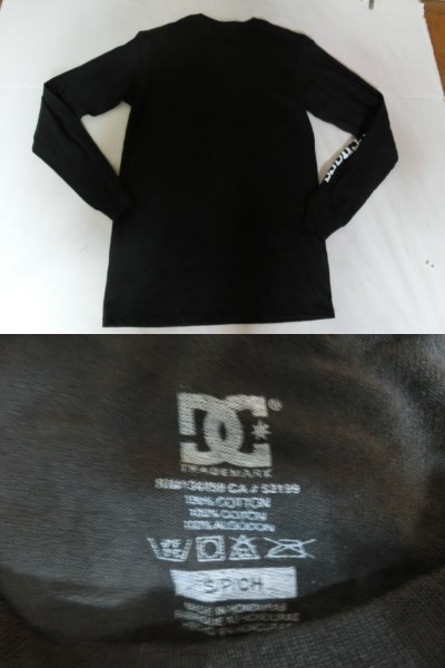 ☆USA購入 【DC SHOES】袖ロゴプリントロングＴシャツUS S BLK☆_画像3