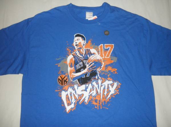★【New York Knicks】Jeremy Lin『LINSANITY』TシャツUS XXL 青_画像1
