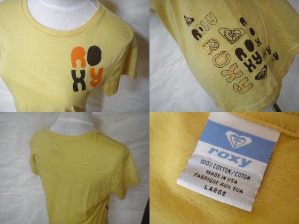  быстрое решение MADE IN USA желтый ROXY короткий рукав футболка US девушки L новый товар 