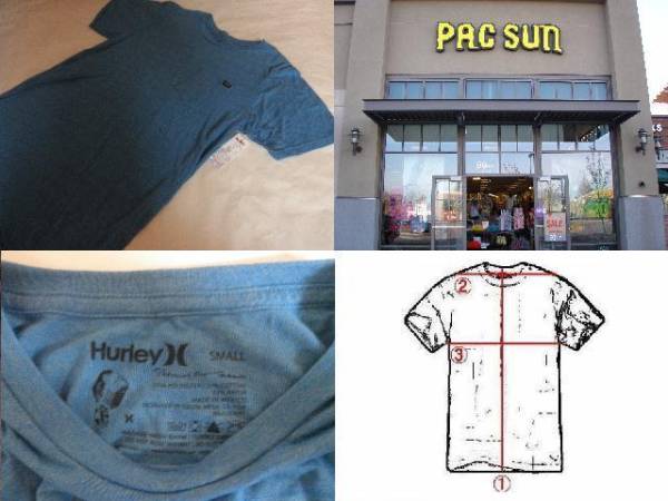 ★本場USA購入Hurley シンプルなポケット付TシャツUS S Blue系★_画像3