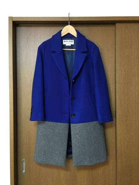  beautiful goods MUVEIL WORKmyu veil Work coat 36 blue×grey