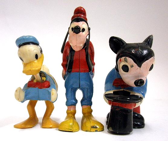 【珍品！コレクター向き！1960年代ディズニー玩具】ミッキーマウス＆ドナルドダック＆グーフィー首ふり人形