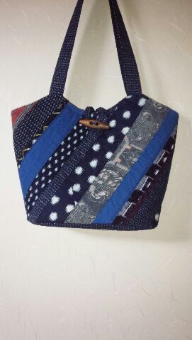 パッチワーク、バック、和布、絣、藍染、手作り - バッグ パッチワーク、バック、和布、絣、藍染、手作り - バッグ
