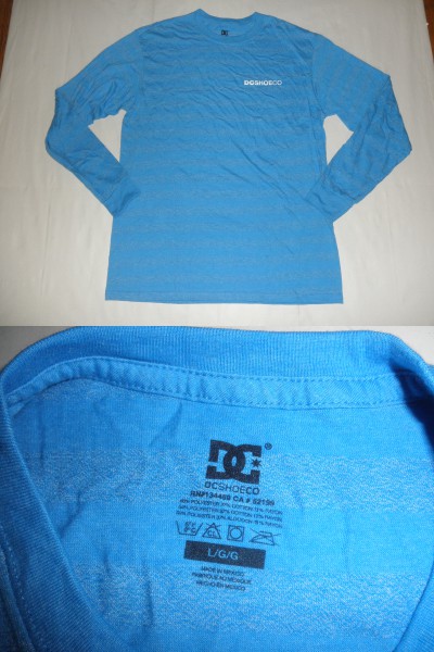 ★USA購入《DC SHOES》ボーダー柄ロゴプリントロンT US L 青系★