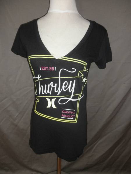 USA購(gòu)入 ハーレー『Hurley』綺麗なLOGOプリントVネックT US M BK