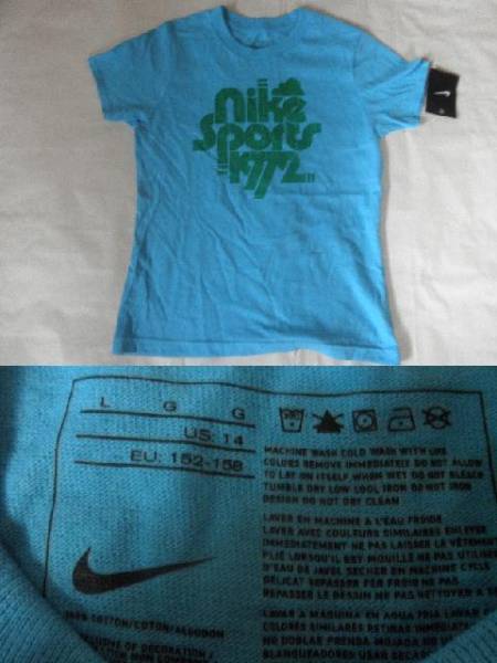 ◆USA購(gòu)入 Nike社制 レトロ風(fēng)プリントT US ガールズM サックス◆