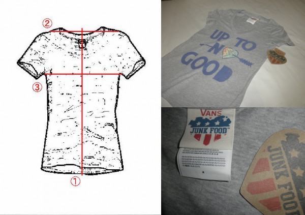 アメカジ【Vans】x【JunkFood】コラボ VネックプリントT US M 灰