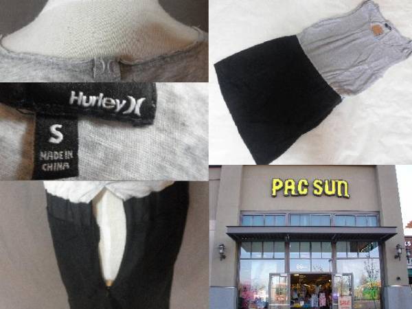 ★USA購入【Hurley】ハーレー ゆるカワ系 ワンピースUS S 灰x黒